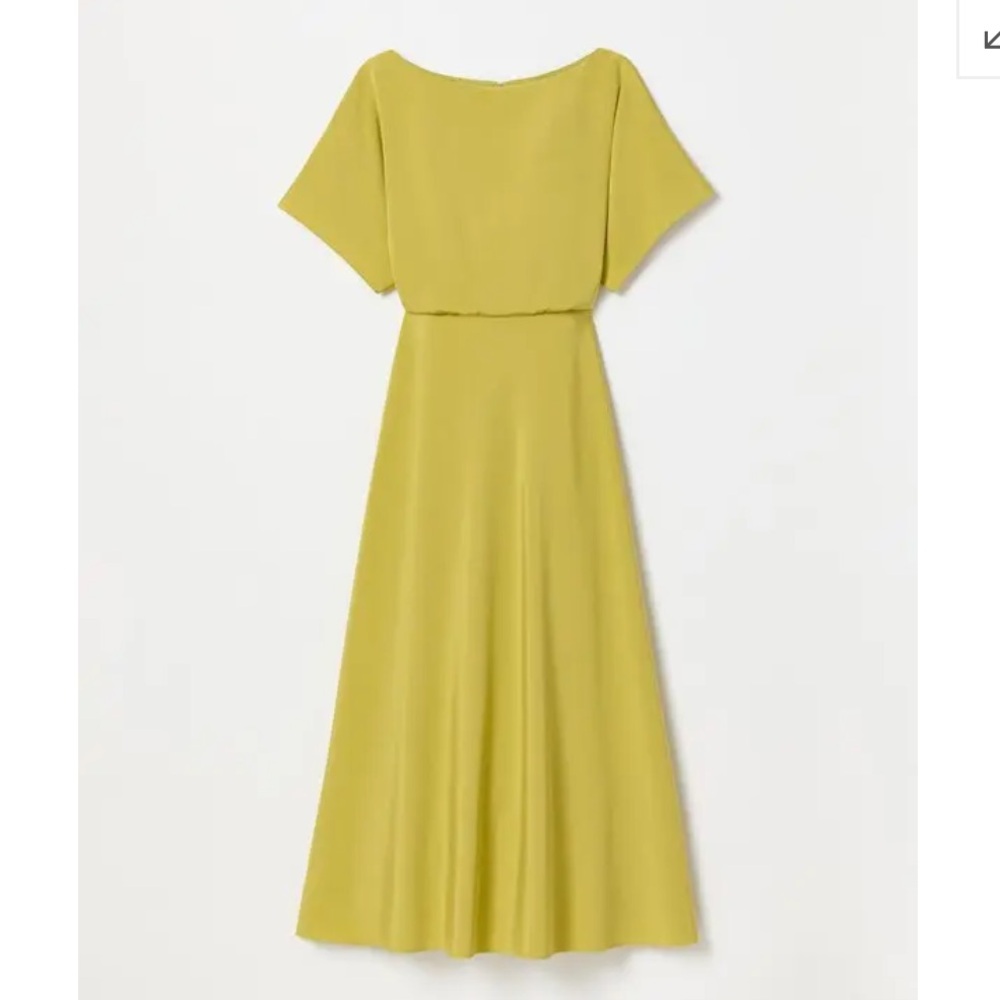 Lafayette 148 butterfly stretch ecru green silk midi long dress NWOT size 6 - Picture 2 of 14